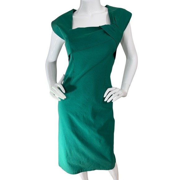 Bettie Page Las Vegas Green Wiggle Dress XL Retro Pinup Square Neck - Picture 1 of 10